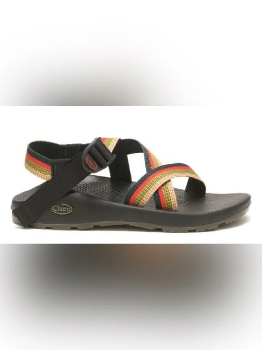 Chaco Men's Black Sandals with Red, Green & Tan Straps